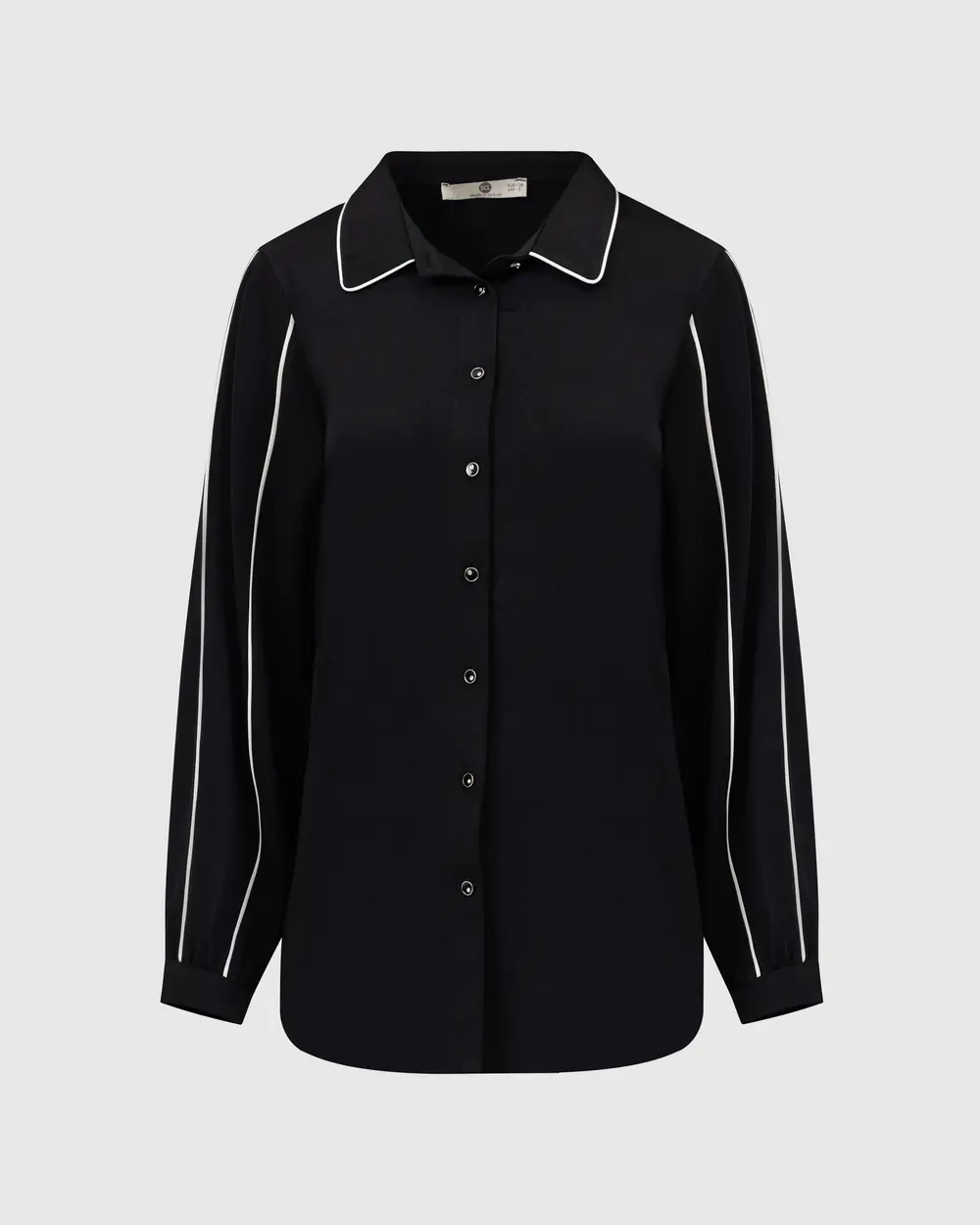 Shirt Collar Striped Detailed Buttoned Tunic