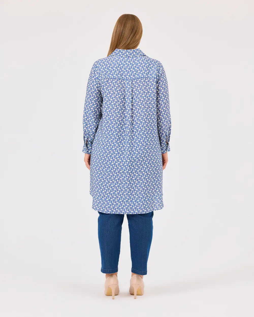 Plus Size Patterned Pocket Detailed Tunic