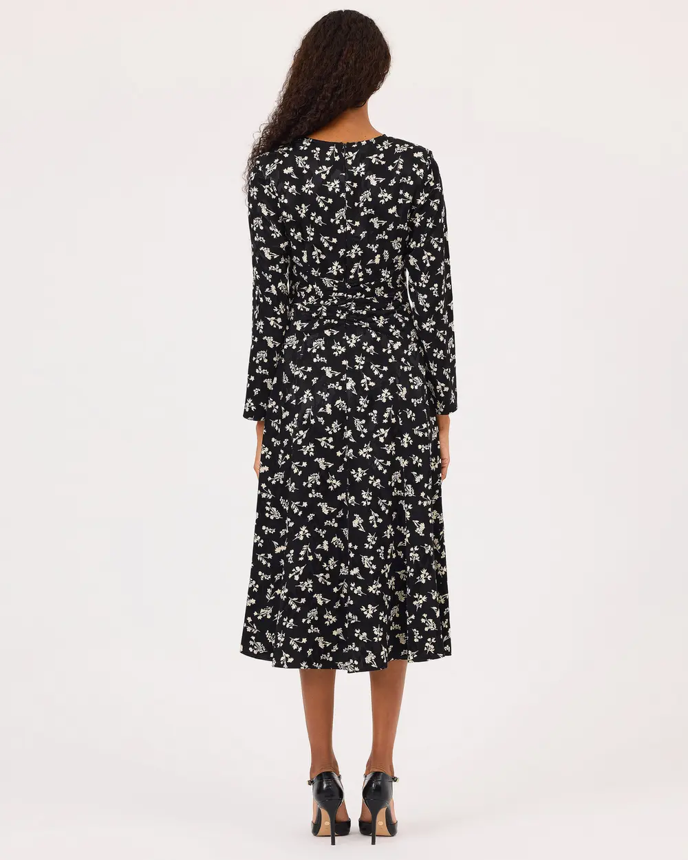 Round Neck Long Sleeve Midi Length Dress