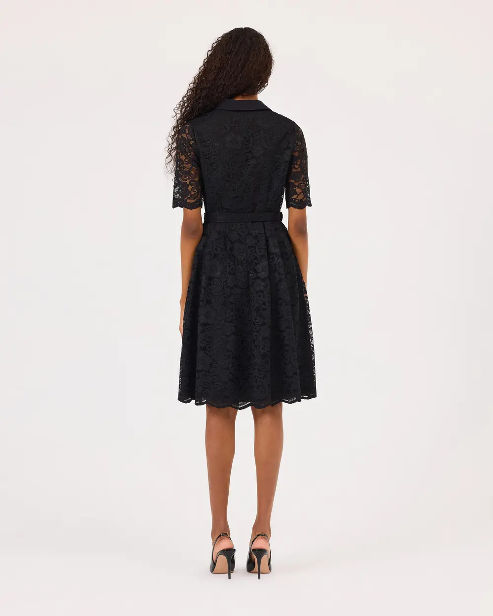 Shirt Collar Lace Dress