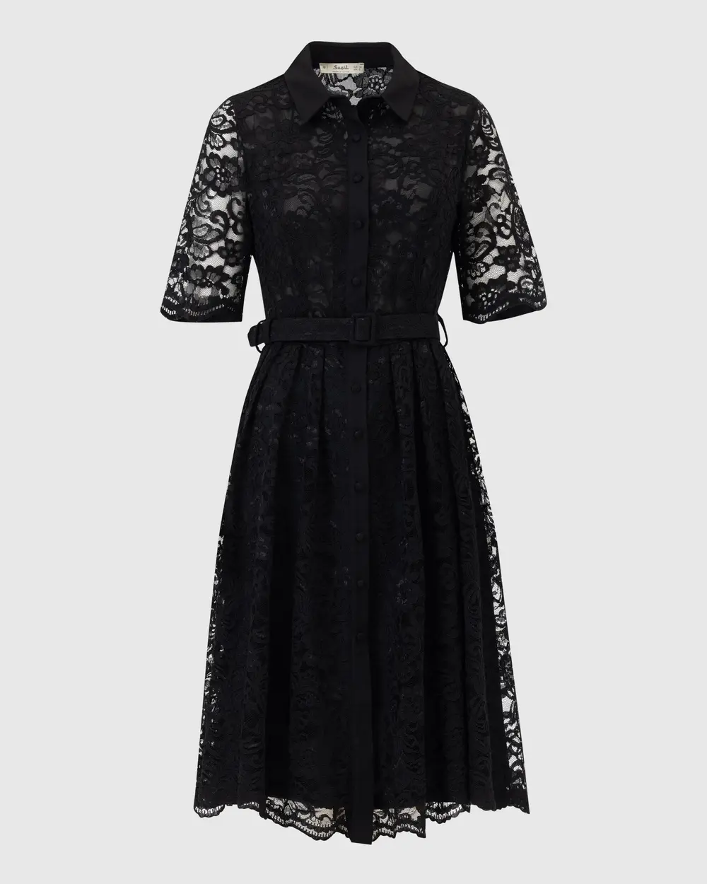 Shirt Collar Lace Dress