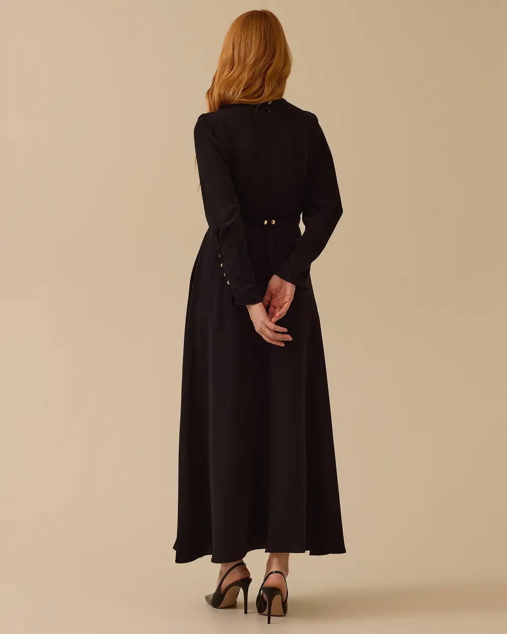 Zero Neck Belted Dress