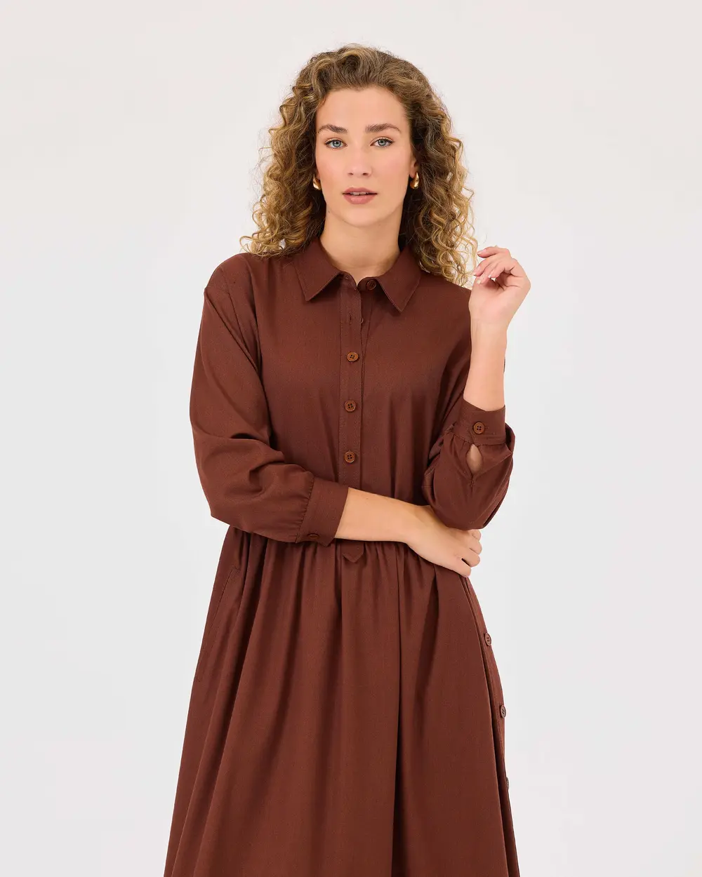 Shirt Collar Buttoned Dress