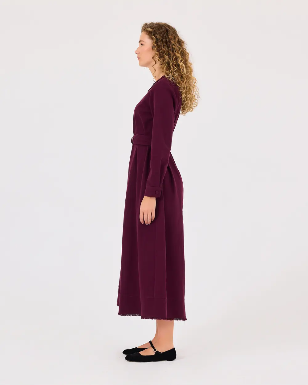 Round Neck Belted Dress