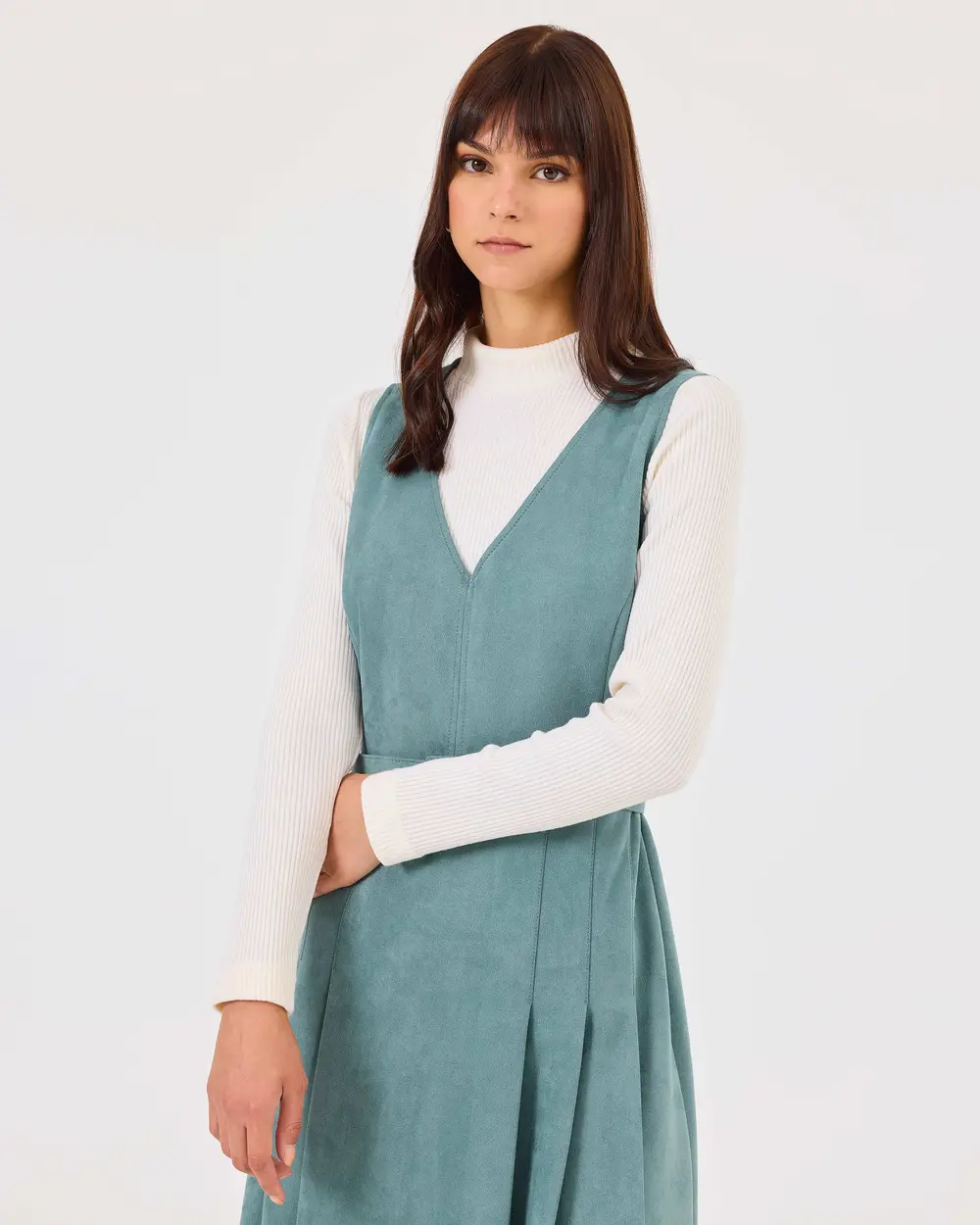 V-Neck Gilet Dress with Belt