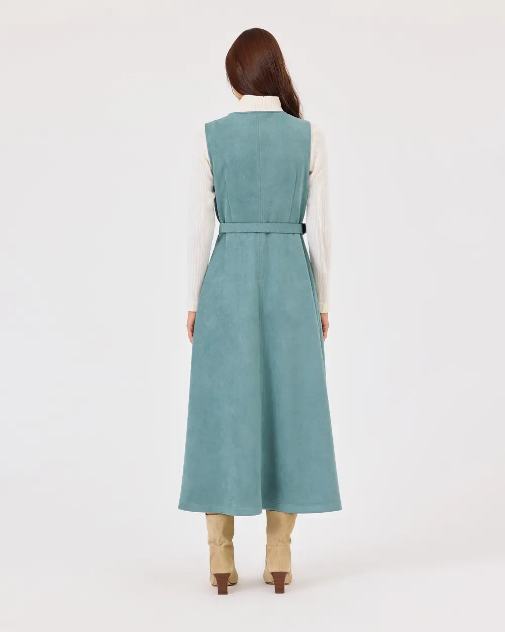 V-Neck Gilet Dress with Belt