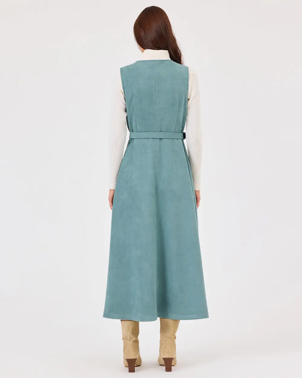 V-Neck Gilet Dress with Belt