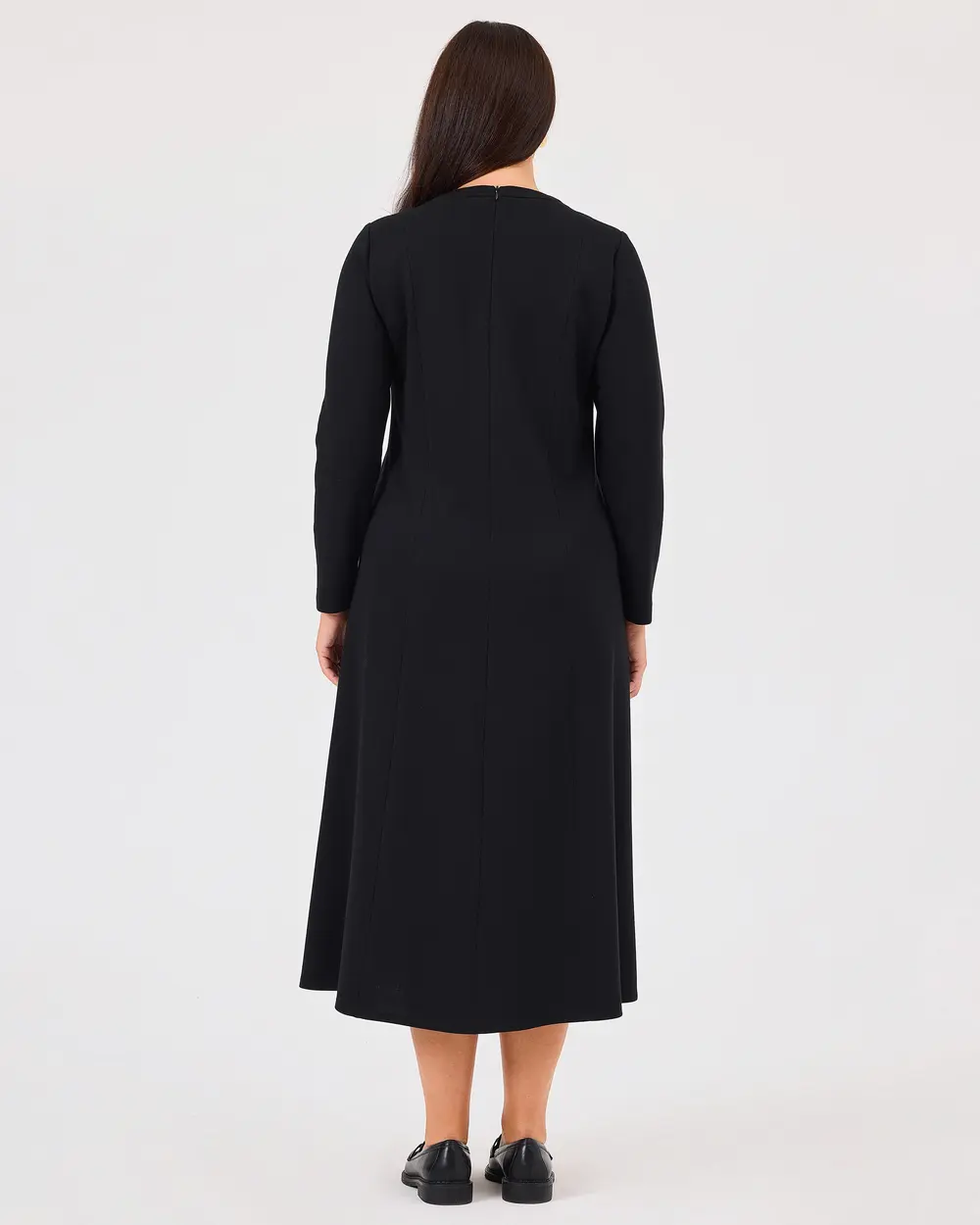 Plus Size Button Detailed Long Sleeve Dress