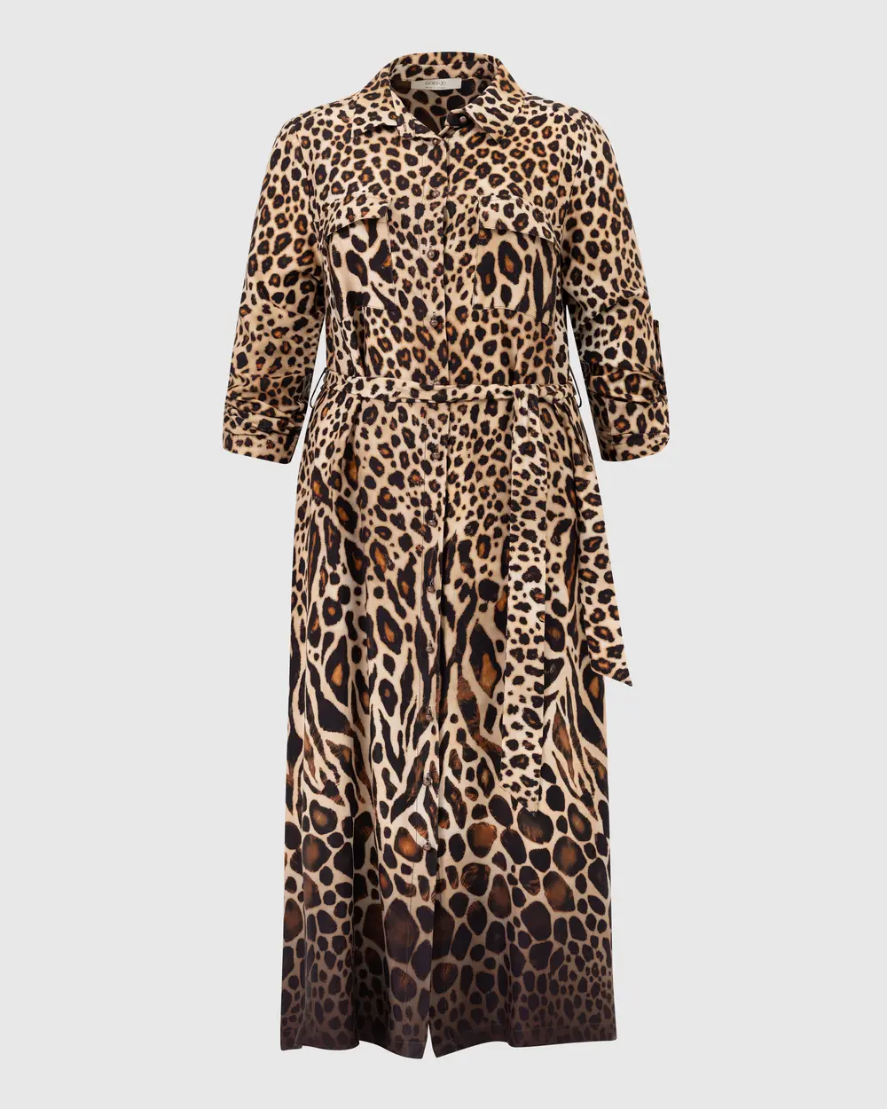 Plus Size Leopard Print Belted Dress