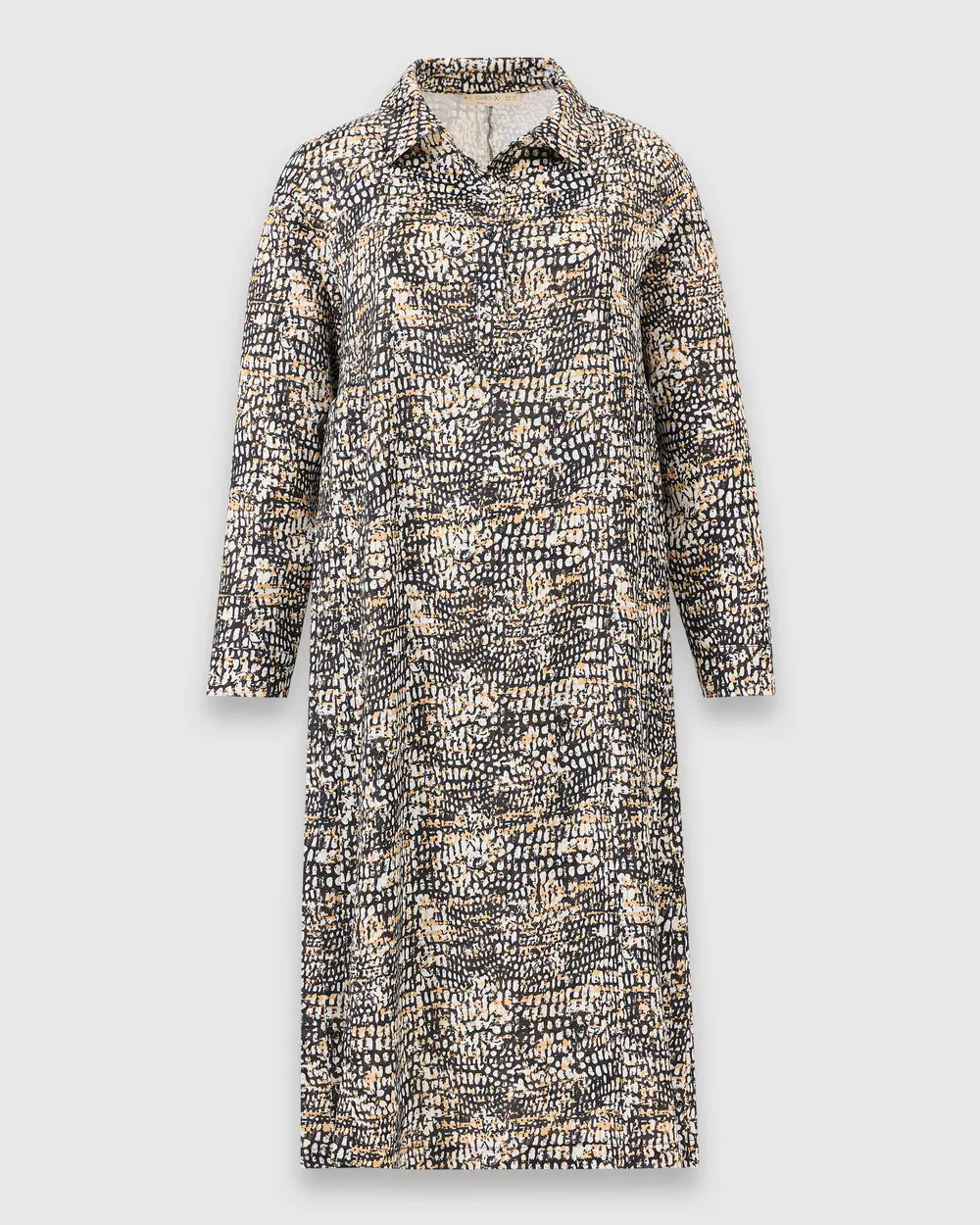 Plus Size Patterned Shirt Collar Dress