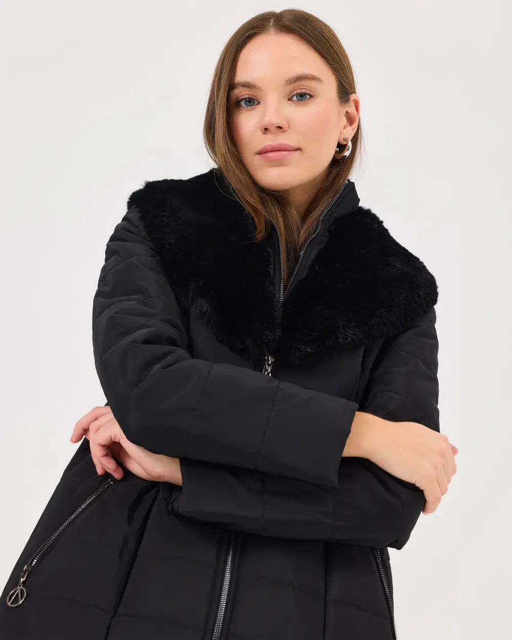 Fur Detailed Double Zippered Inflatable Coat