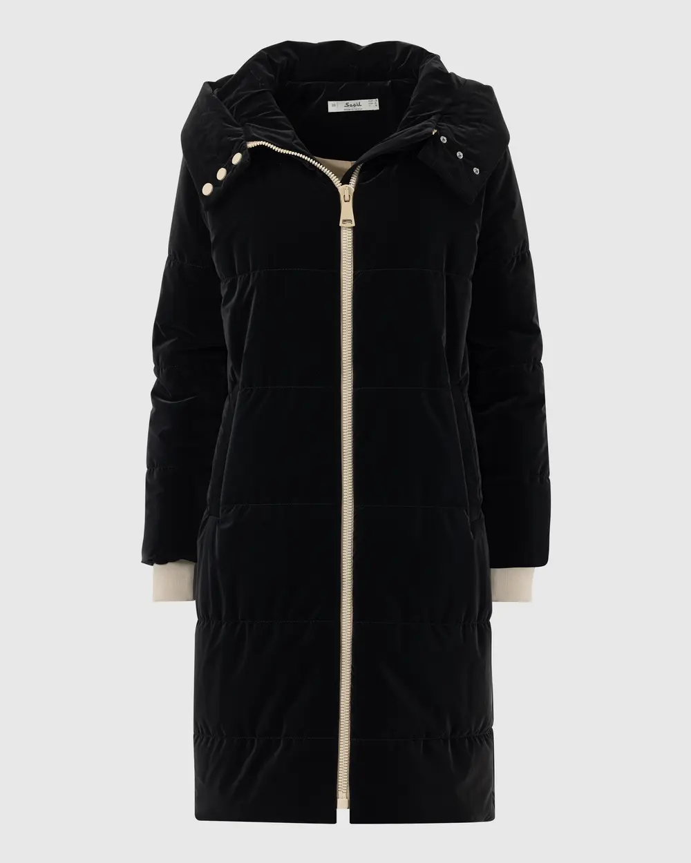 Knee-length Coat with Hooded Zipper Detail