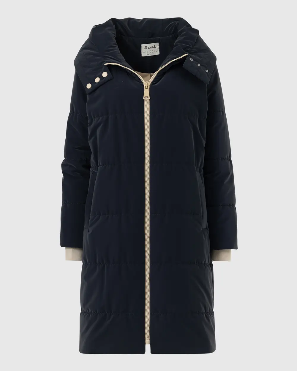 Knee-length Coat with Hooded Zipper Detail