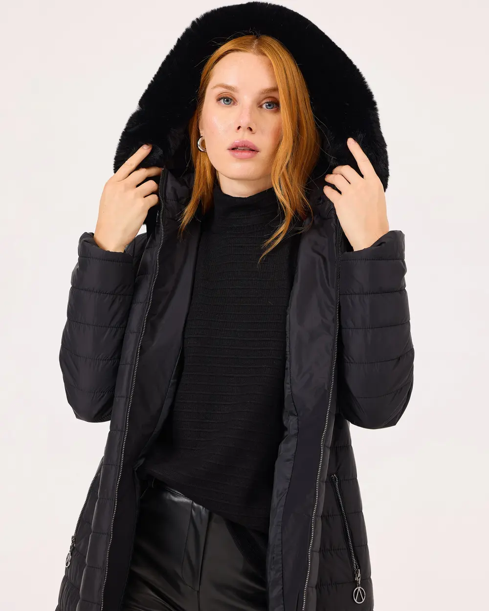 Zippered Double Pocket Hooded Inflatable Coat