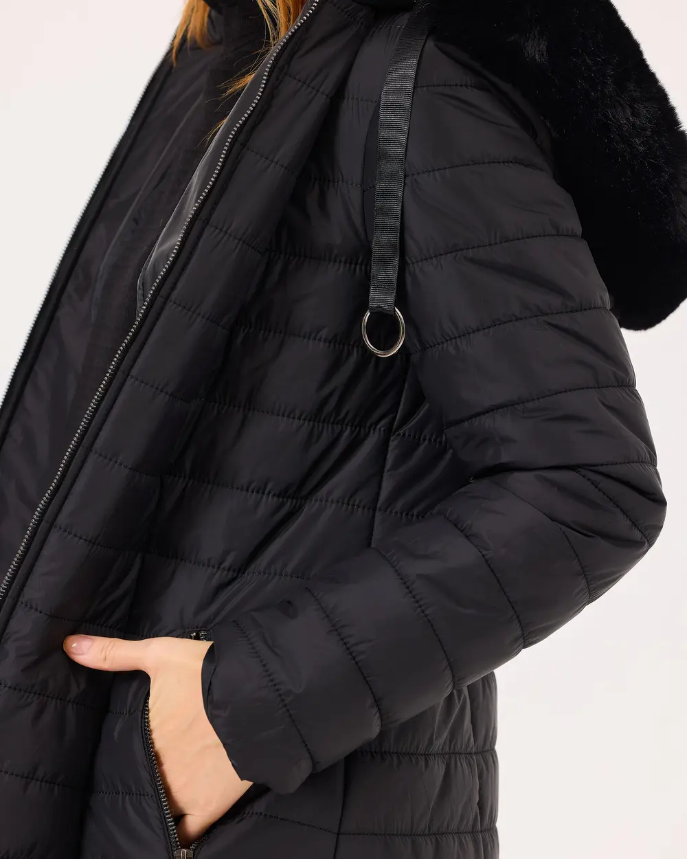 Zippered Double Pocket Hooded Inflatable Coat