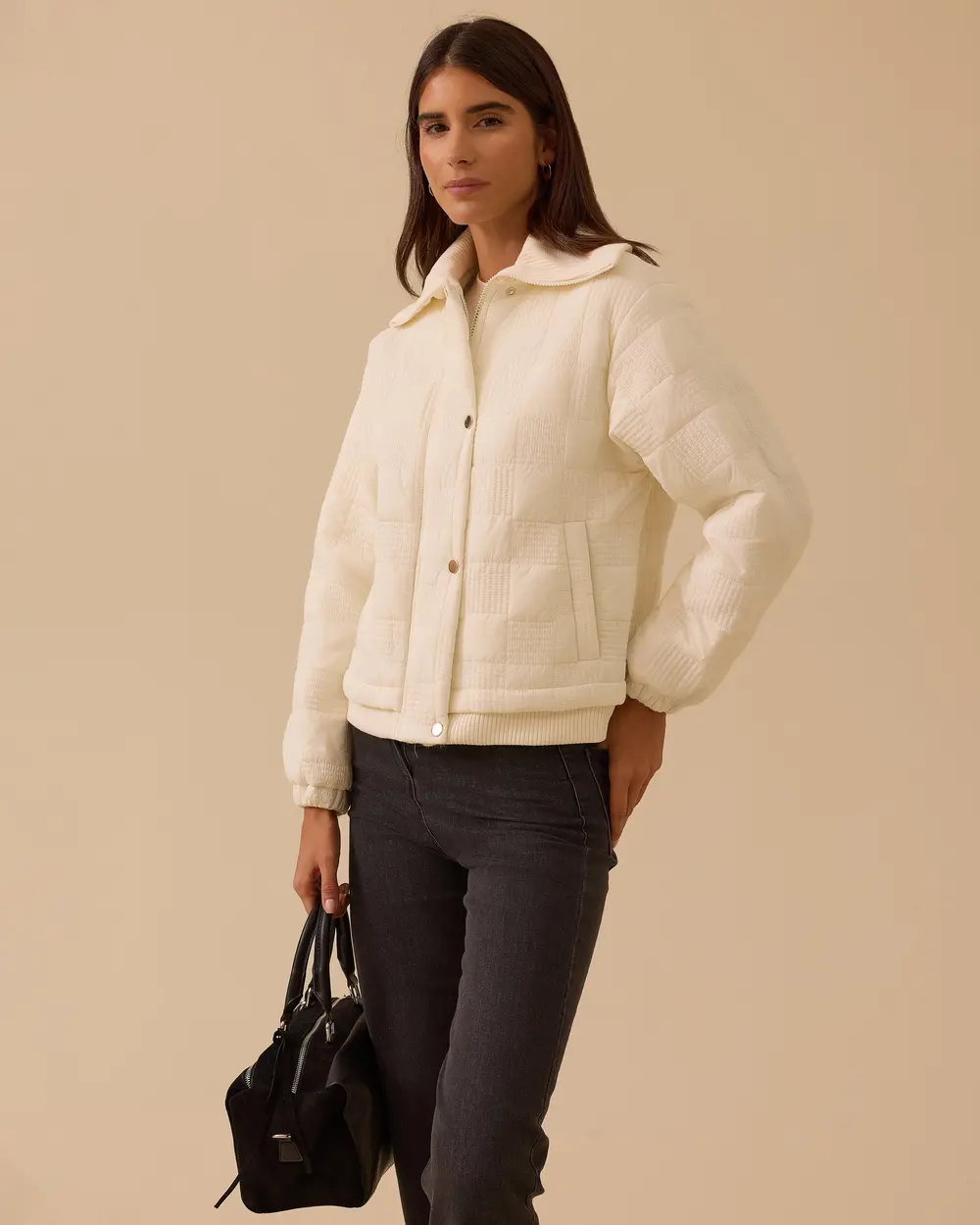 Geometrik Desenli Fermuarlı Anorak Kaban