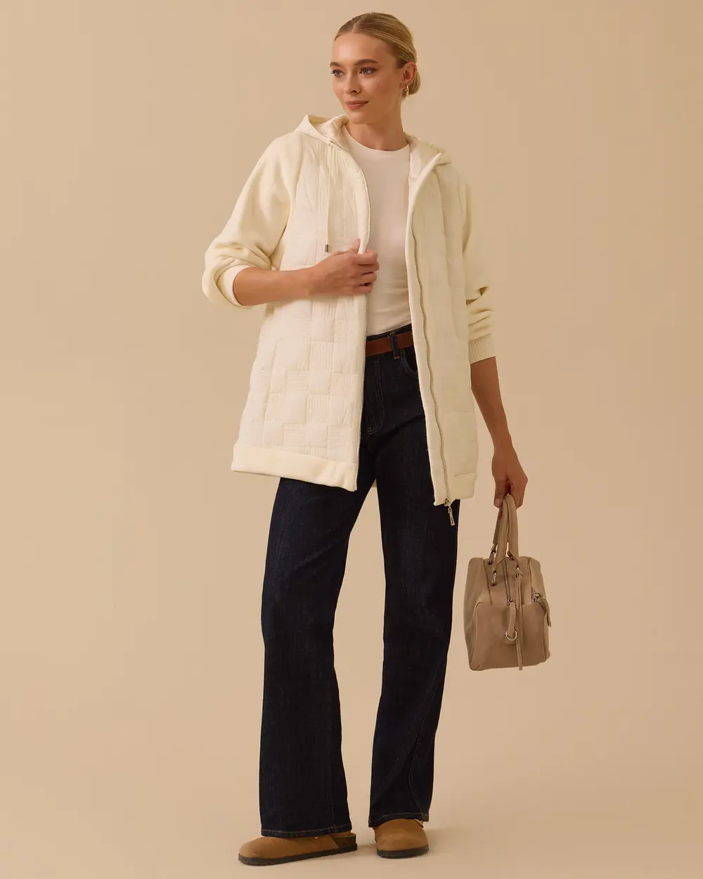 Kapüşonlu Fermuar Detaylı Anorak Kaban