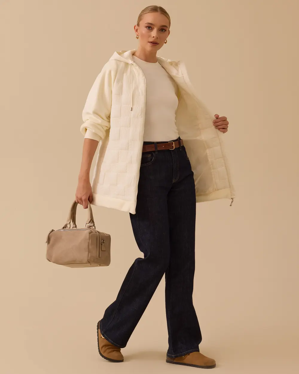 Kapüşonlu Fermuar Detaylı Anorak Kaban