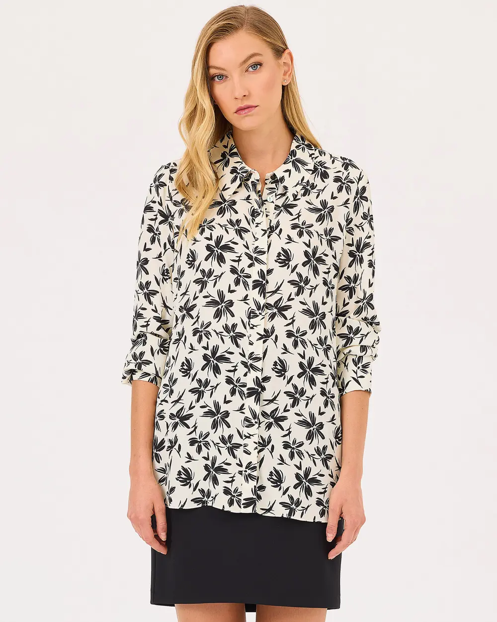 Flower Patterned Long Sleeve Elegant Shirt