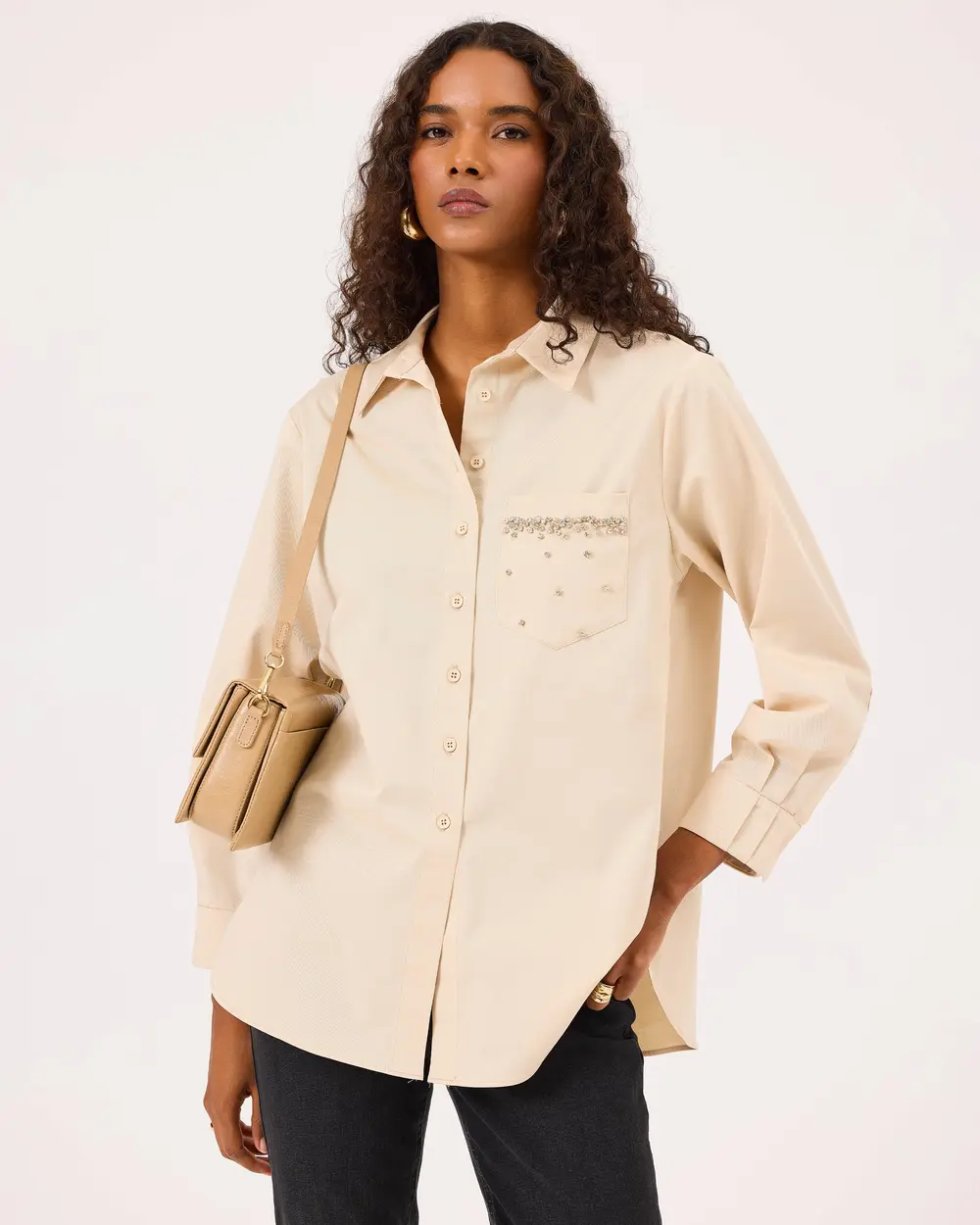 Buttoned Shirt with Stone Pocket Detail