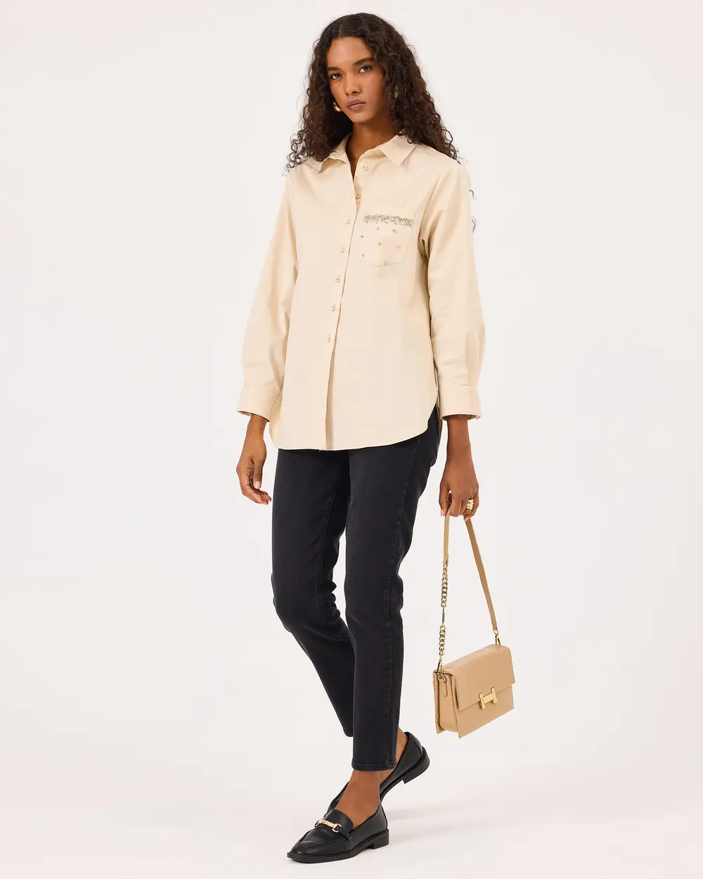 Buttoned Shirt with Stone Pocket Detail