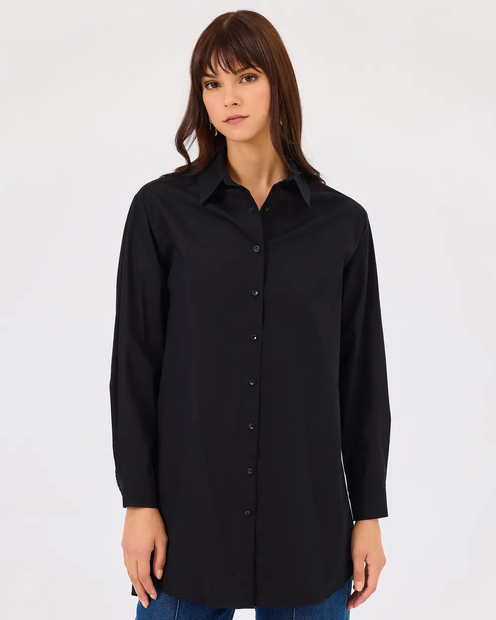 Long Sleeve Shirt Buttoned Under Thigh