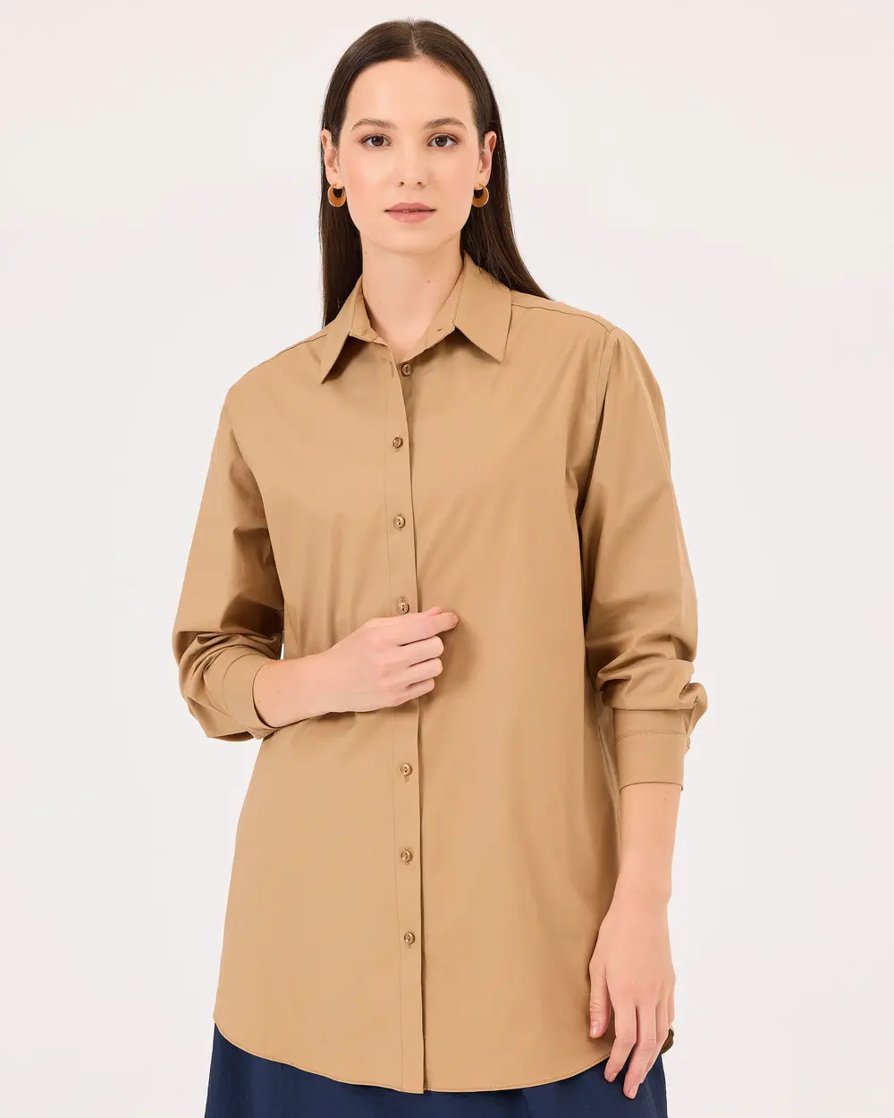 Long Sleeve Shirt Buttoned Under Thigh