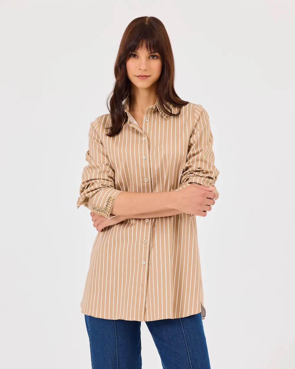 Striped Shirt with Bead Detail