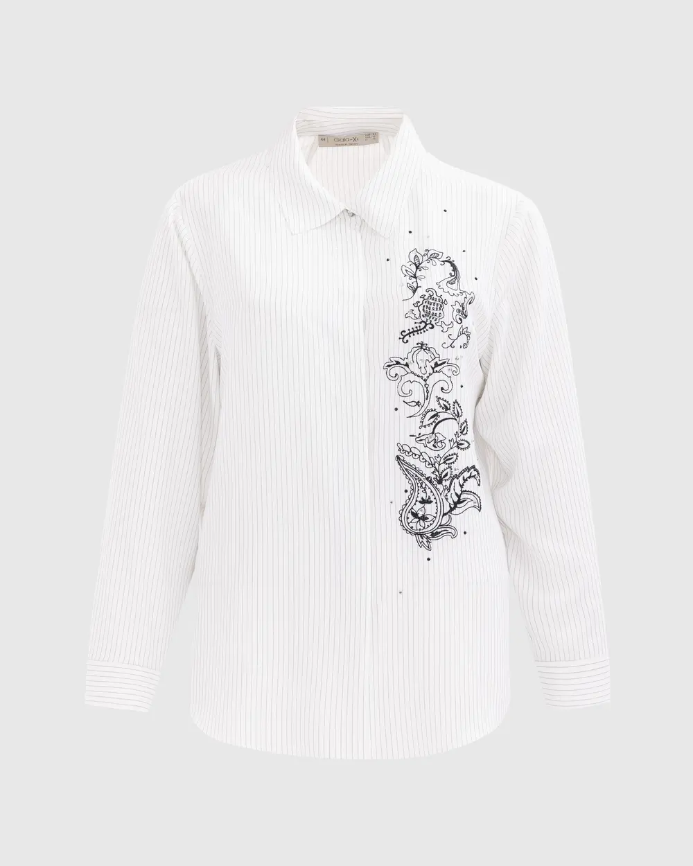 Plus Size Embroidered Long Sleeve Shirt