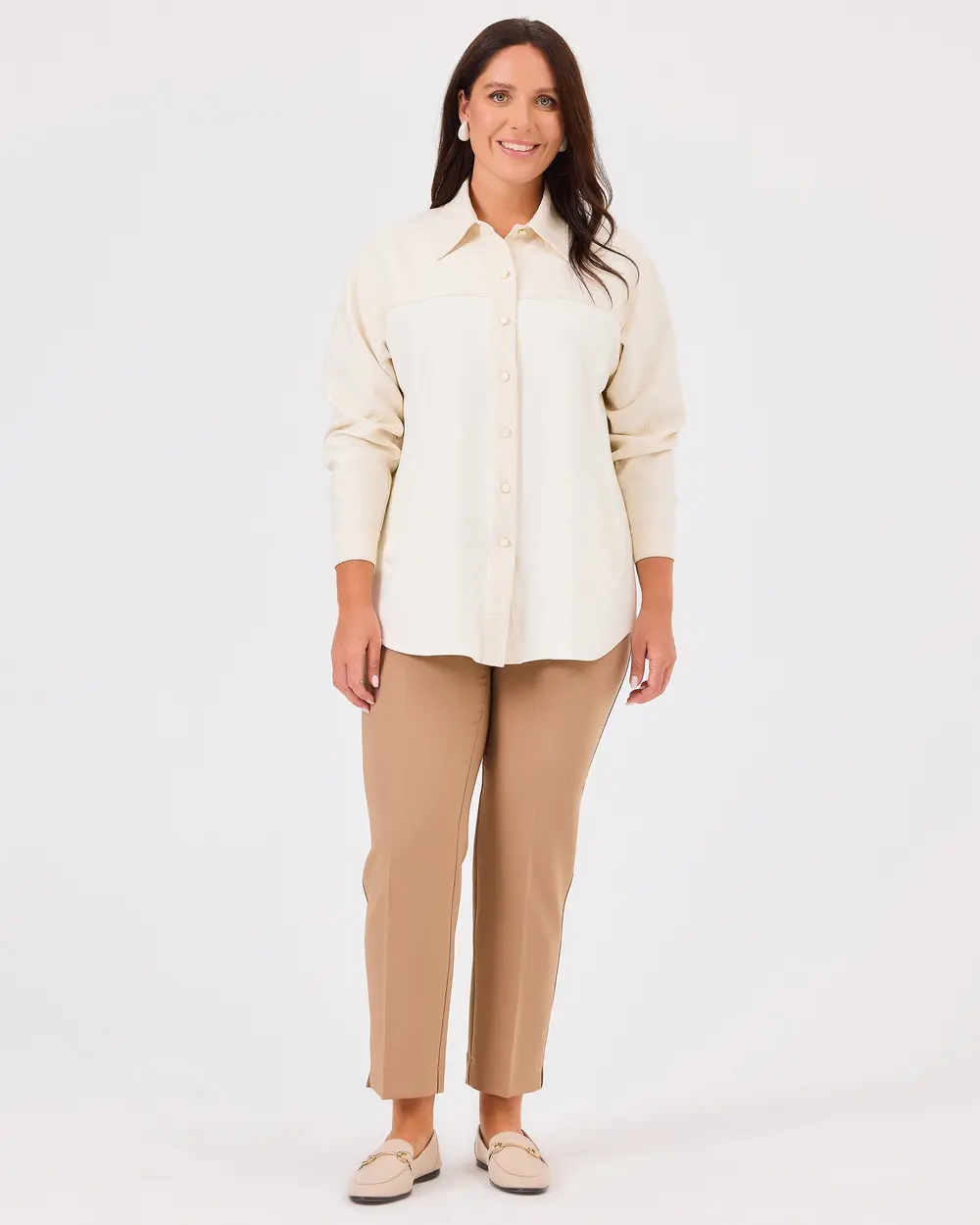 Plus Size Double Fabric Pocket Shirt