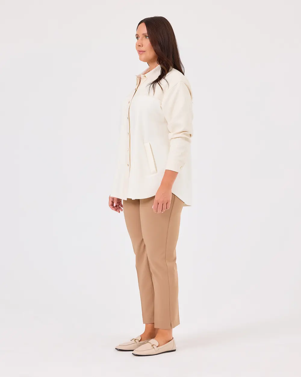 Plus Size Double Fabric Pocket Shirt