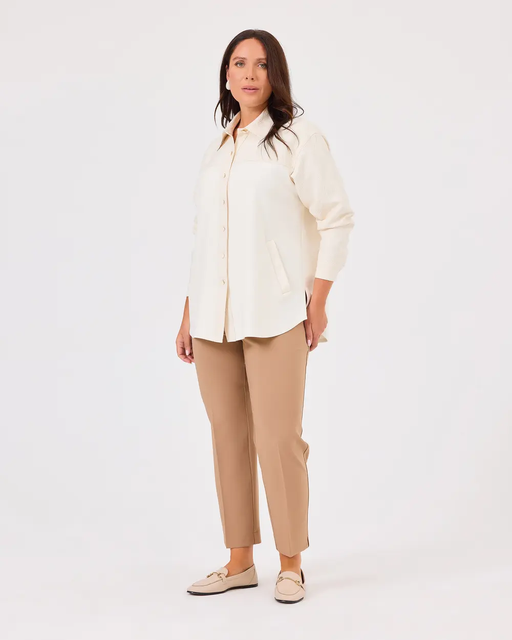 Plus Size Double Fabric Pocket Shirt