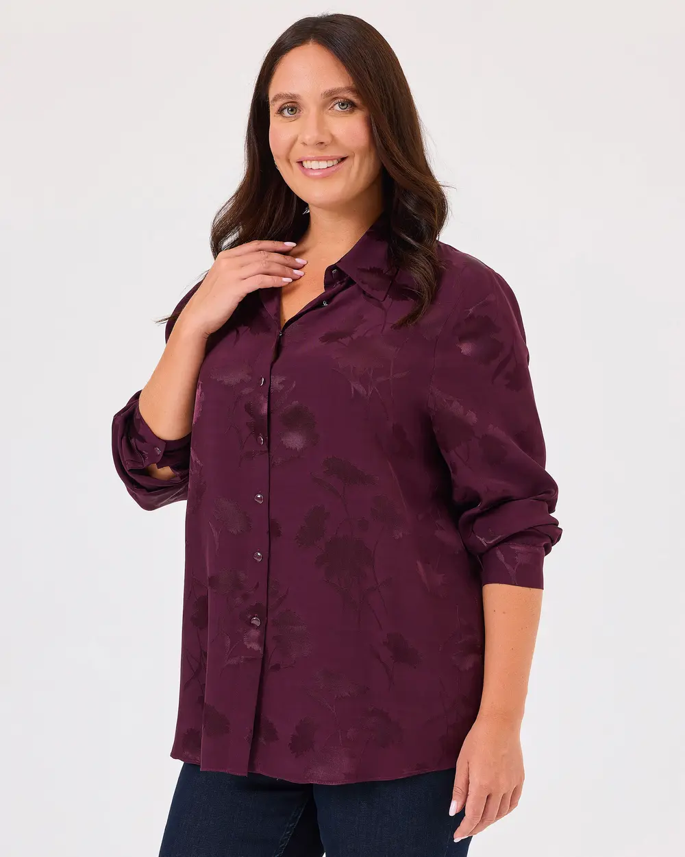 Plus Size Patterned Jacquard Shirt