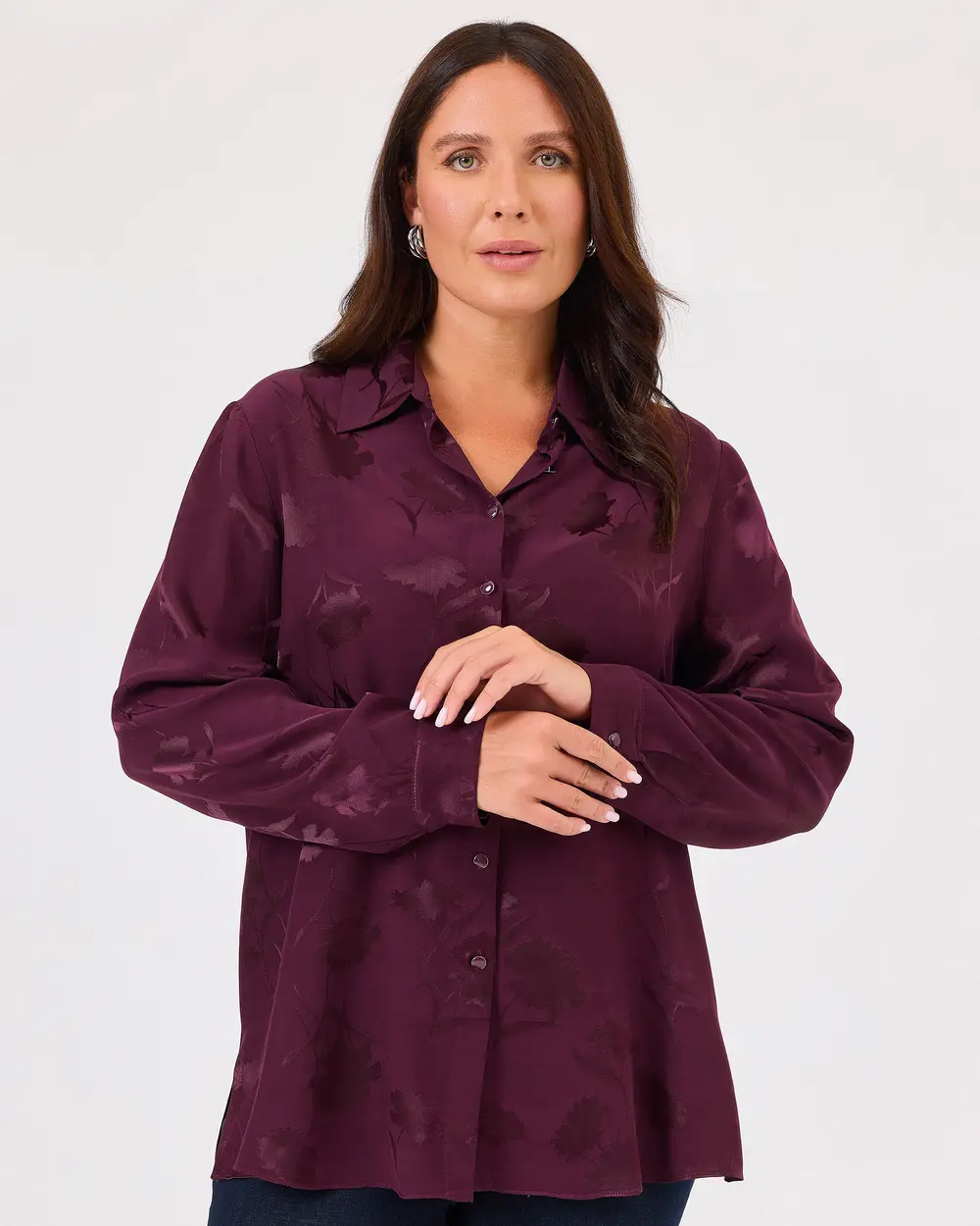 Plus Size Patterned Jacquard Shirt