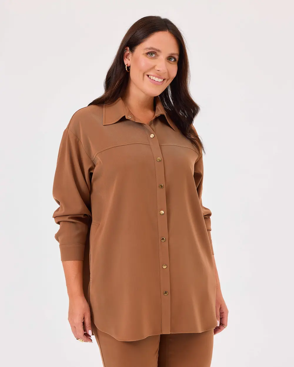 Plus Size Shirt with Snap Button Pockets