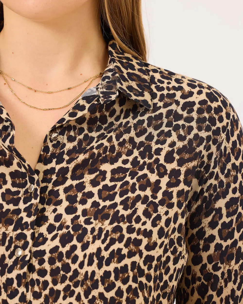 Plus Size Leopard Pattern Buttoned Shirt