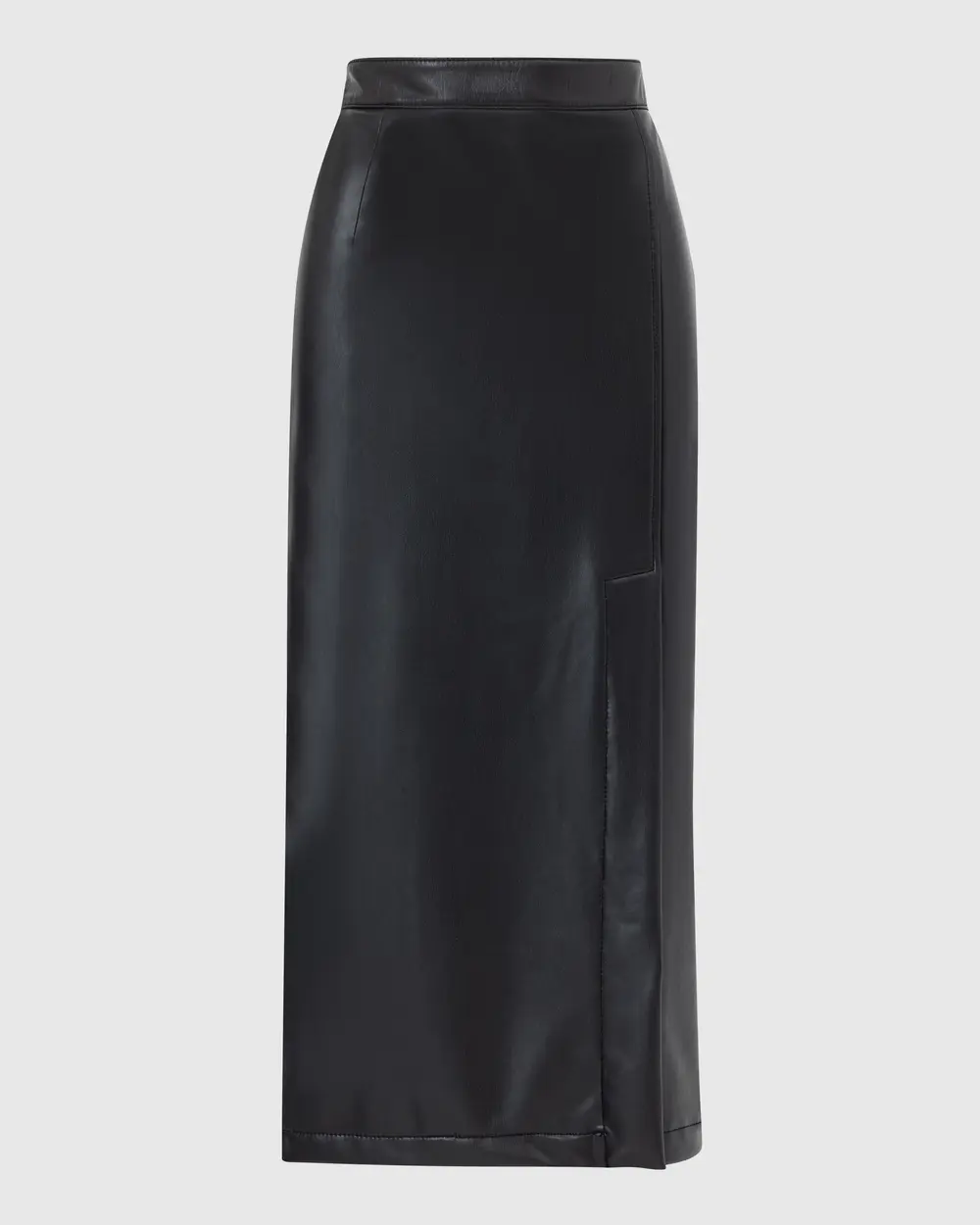 Faux Leather Skirt with Slits