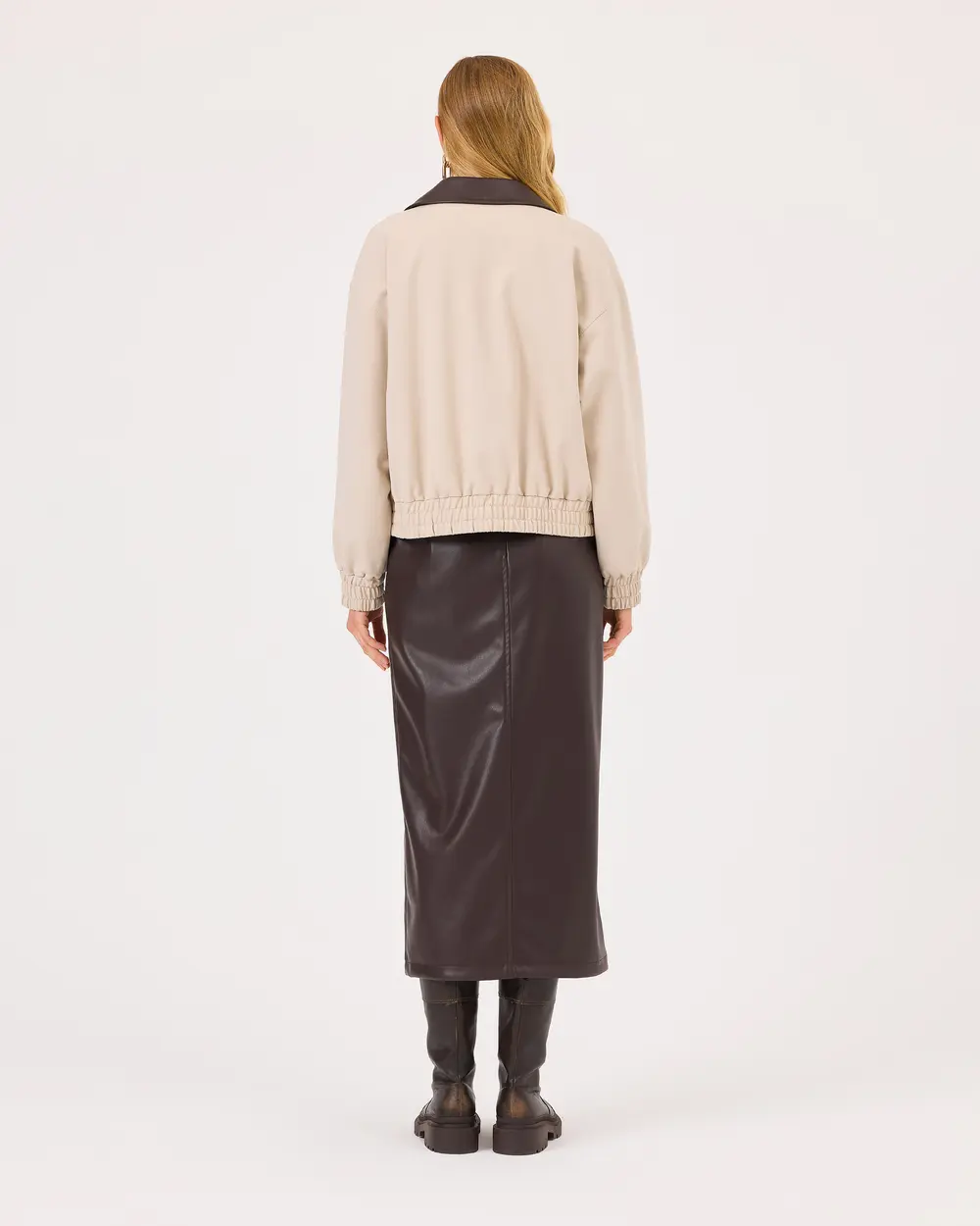 Faux Leather Skirt with Slits