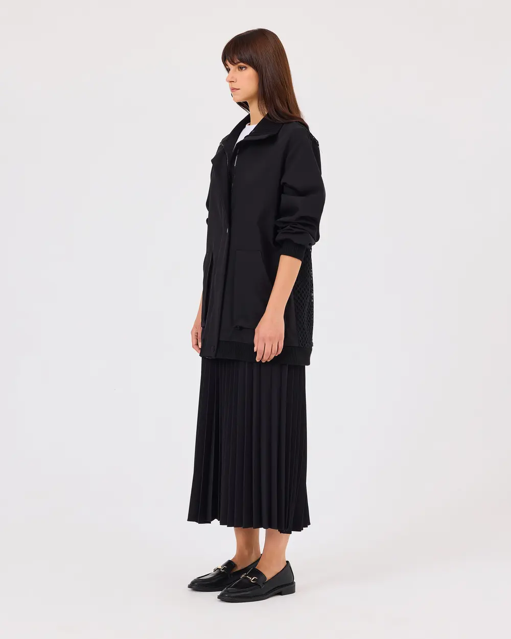 Pleated Elastic Waist Skirt