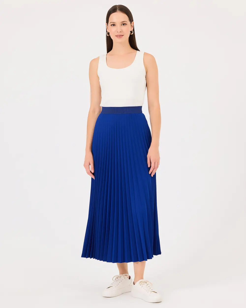 Pleated Elastic Waist Skirt