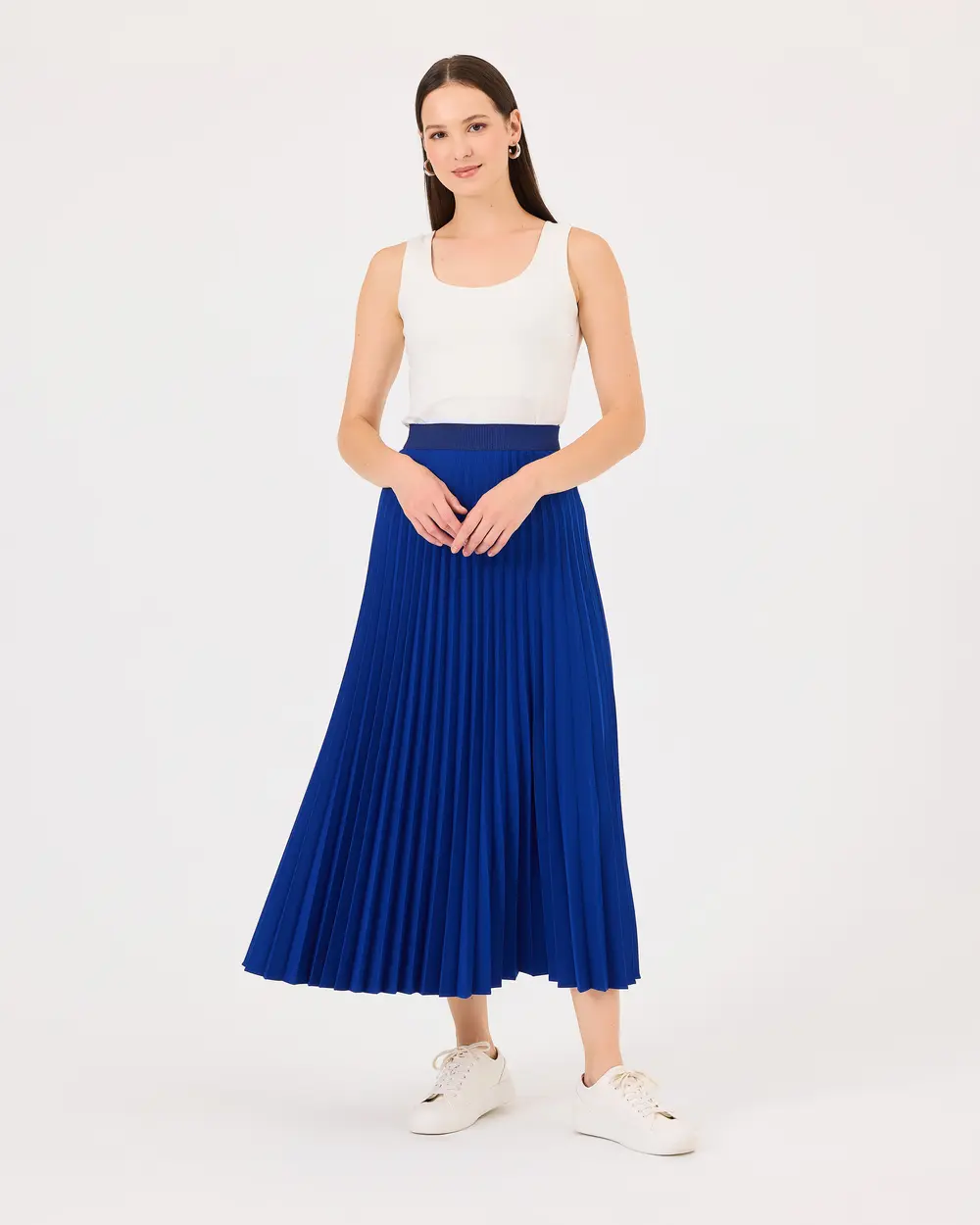 Pleated Elastic Waist Skirt