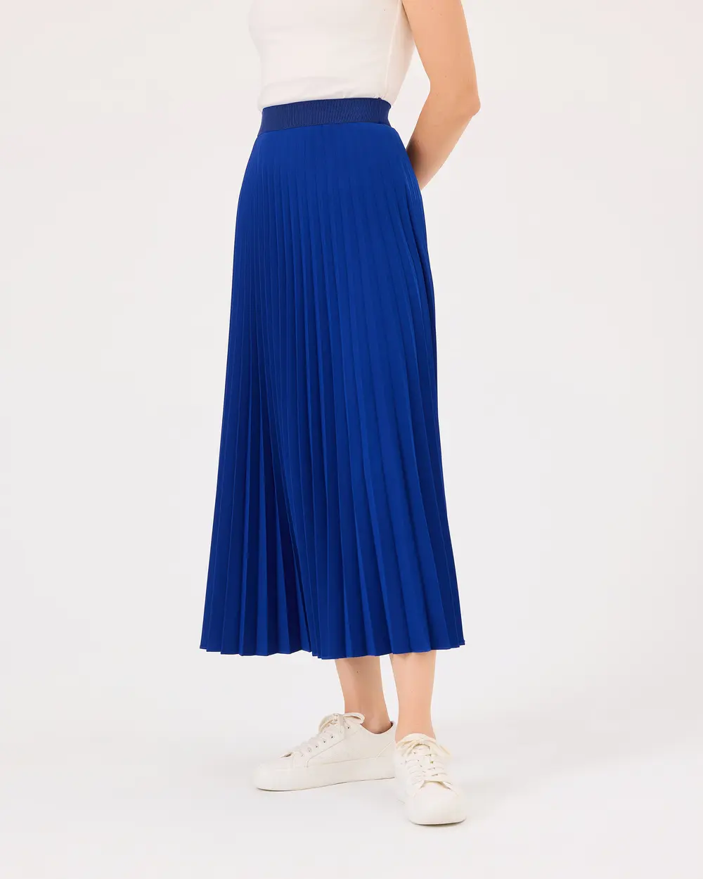 Pleated Elastic Waist Skirt