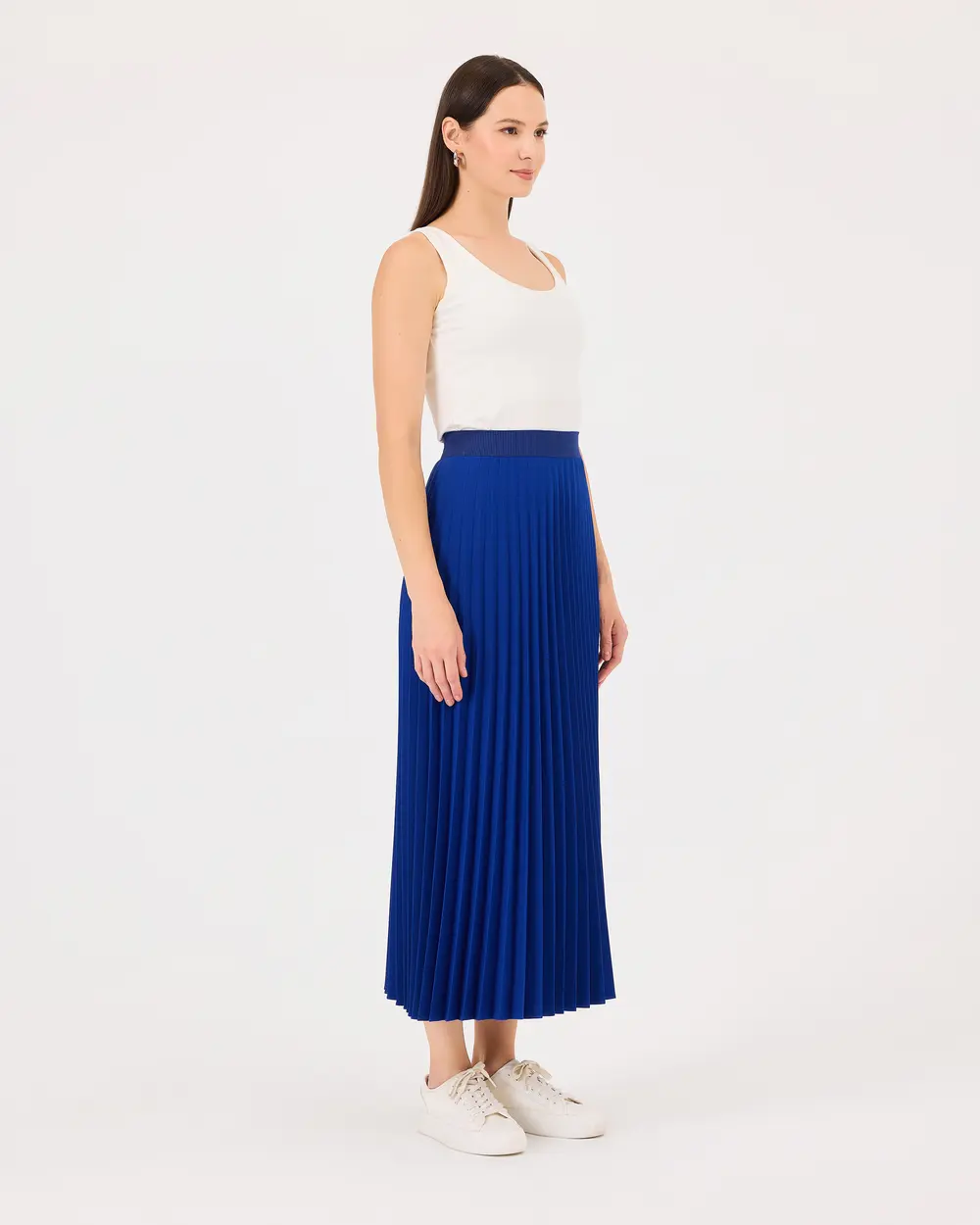 Pleated Elastic Waist Skirt