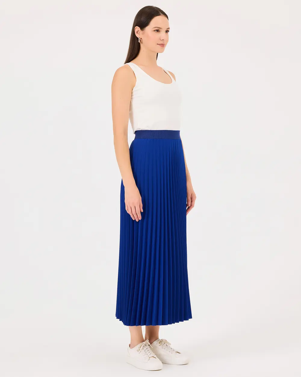 Pleated Elastic Waist Skirt