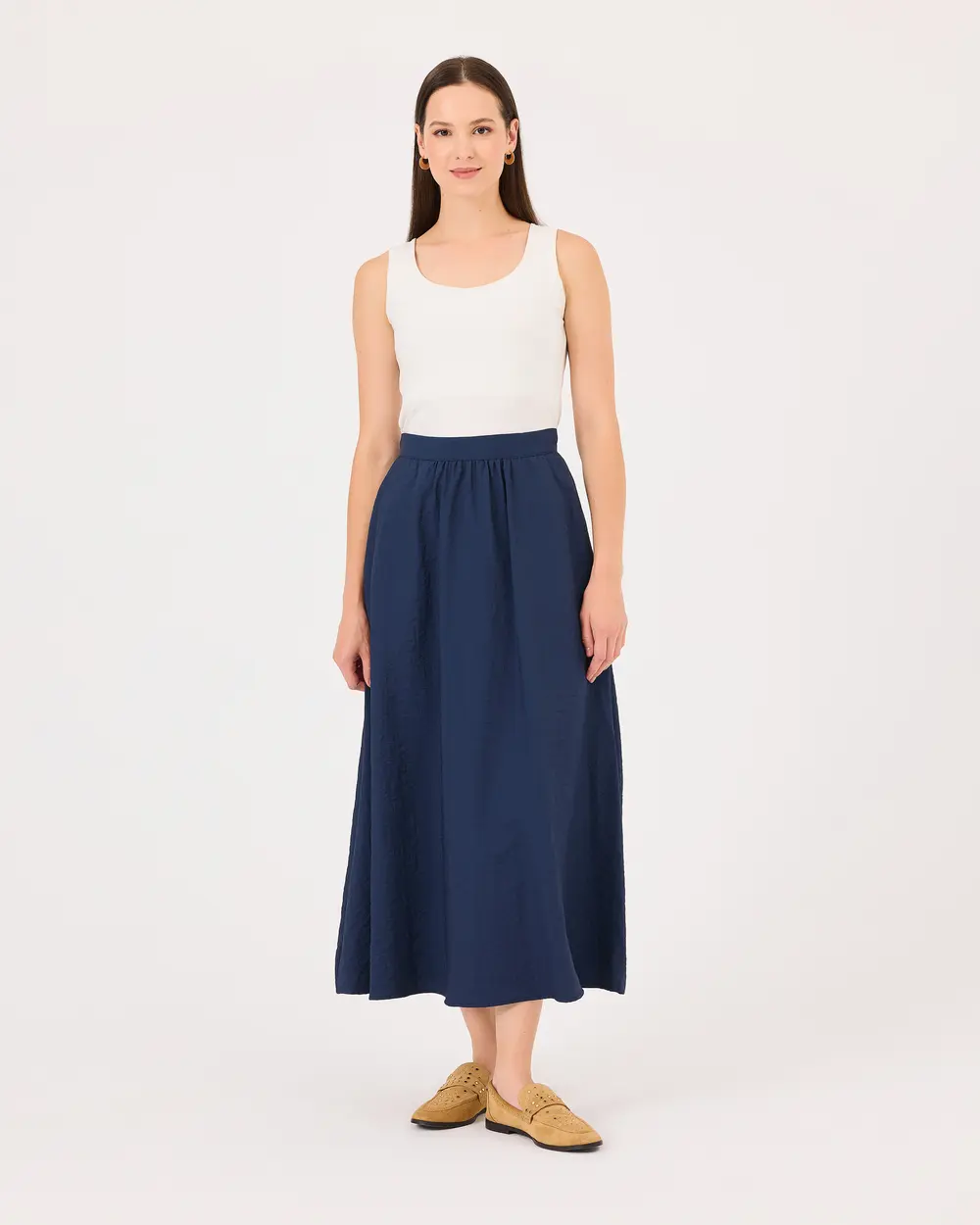 Shirred Skirt with Pocket Waist