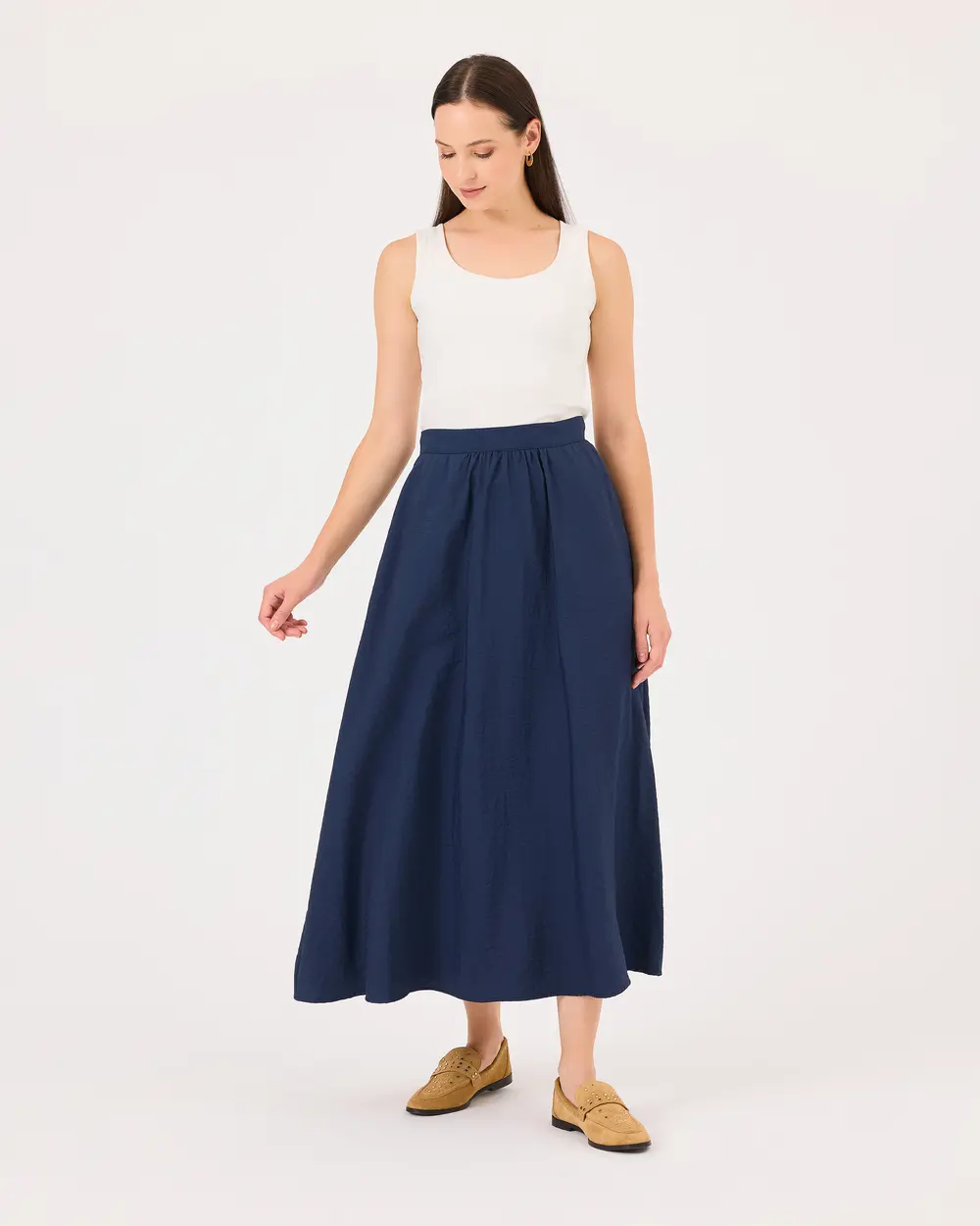 Shirred Skirt with Pocket Waist