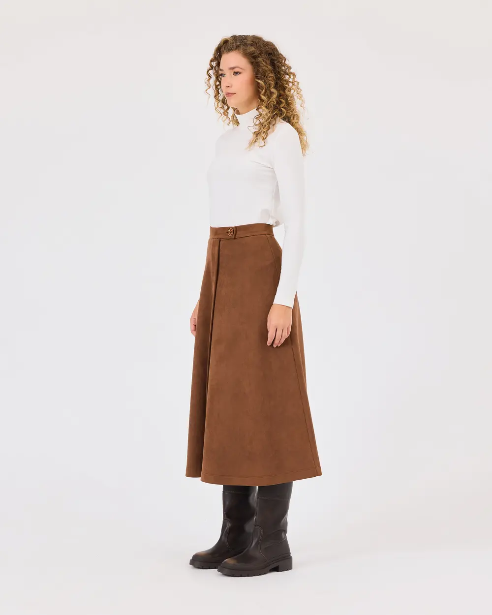 Buttoned Knee-length Skirt