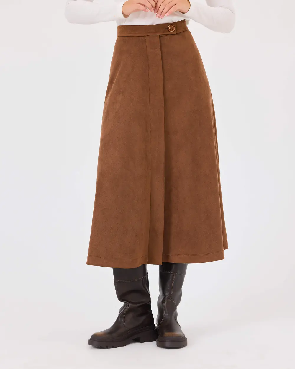 Buttoned Knee-length Skirt