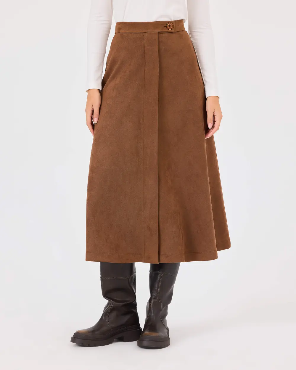 Buttoned Knee-length Skirt