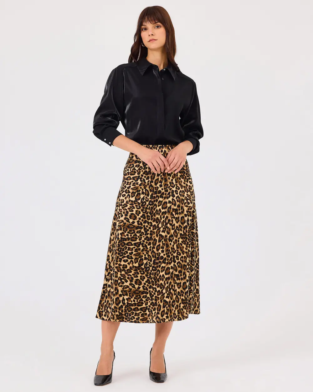 Leopard Print Knee-length Skirt